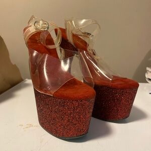 Pleasers Red glitter, sz 9